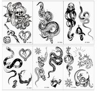Gsrhzd Tatuajes Temporales, Tatuajes Temporales Adultos, 6 Hojas de Tatoo Impermeable para Cuerpo Brazo Cuello, 21 * 15cm Tatuaje Temporal Realista Personalizado para Fiesta de Disfraces Halloween