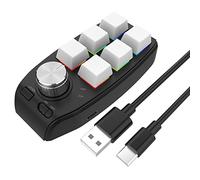 Gsrimgratoe Teclado de Perilla de Macro de ProgramacióN Personalizada USB 6 Teclas Copiar Pegar Mini BotóN para Photoshop Gaming Teclado MecáNico Blanco