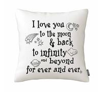GSRONY Funda de almohada con cita temática de amor I Love You To The Moon And Back Star Moon Earth Spacecraft funda de almohada de 45,7 x 45,7 cm