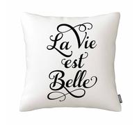 GSRONY Fundas de almohada con cita francesa La Vie Est Belle, Life is Beautiful, funda de almohada para decoración del hogar, funda de almohada de 18 x 18 pulgadas