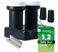 GSS GRUNDIG Monoblock Twin LNB Astra Hotbird para 2 participantes y 2 satélites, 2 compartimentos HD 4K LNC para conexión directa (TV, receptor de satélite) LMB para antena parabólica