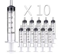 GSSFASHION 10 jeringuillas de 5 ml/5 cc sin aguja para manualidades, alimentación de mascotas, industria y ciencia (5 ml), transparente