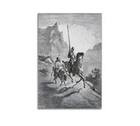 Gstáve Doré - Póster impreso con texto en inglés "Don Quijote y Sancho Setting Out" para decoración de pared para el hogar, oficina, dormitorio y sala de estar, 20 x 30 cm