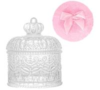 Gsteng Bocadillos y recipientes grandes para polvo corporal, contenedor de polvo transparente con 2 esponjas suaves de potencia, estuche reutilizable para polvo con terciopelo lavable para cara y