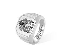 GSTFY Anillo de latón con grabado personalizado, plata de ley 925, escudo familiar, escudo de armas cuadradas, anillos para el pulgar, graduación, cumpleaños, día del padre, regalo para