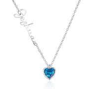 GSTFY Collar personalizado con piedra natal de corazón para mujer, plata de ley 925/latón, collar lateral personalizado con dije de nombre, cumpleaños, día de la madre, regalo para mujeres, madre y