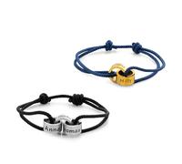 GSTFY Pulsera de cuerda personalizada de 1 a 5 anillos entrelazados para hombres y mujeres, pulsera ajustable de 2 colores con nombres y patrones grabados, aniversario, día del padre, Navidad, regalo