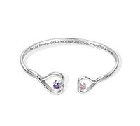 GSTFY Pulsera de latón personalizable con doble piedra de nacimiento para mujer, con corazón de amor, ajustable, pulseras de amistad grabadas, joyería de cumpleaños, día de la madre, regalo para