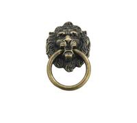 GsvUbd 4-1 pomo con forma de cabeza de león, tirador de anillo de bronce antiguo, tirador de aleación vintage, herraje decorativo para puerta de armario o cajón (Noir,4PCS)