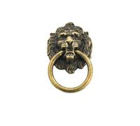 GsvUbd 4-1 pomo con forma de cabeza de león, tirador de anillo de bronce antiguo, tirador de aleación vintage, herraje decorativo para puerta de armario o cajón (Black 1,4PCS)