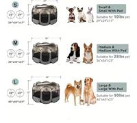 GsvUbd Foldable Pet Playpen For Dogs Cats Durable Oxford Cloth with Removable Zipper, Portable Octagonal Design For Indoor/Outdoor(Burgundy,Red Black)