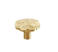 GsvUbd Tirador de hoja de loto de latón macizo con forma de hoja de loto, estilo francés, para armario de cocina, pomo dorado, herrajes para muebles y cajones
