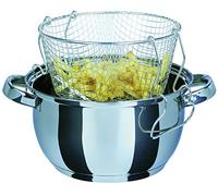 GSW 488204 Frito - Olla con Vaso y gegossenem Tapa de Cristal 3 L, Acero Inoxidable, Plata, 22 cm, 3 Unidades