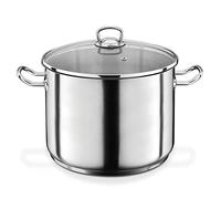 GSW 643450 - Olla grande profesional con tapa de cristal 28 x 19 cm / aprox. 12,0 L, de acero inoxidable, plateada, 42 x 29,5 x 20,5 cm, 2 unidades