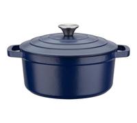 Gsw Blue Magic Cazo De Hierro Fundido Esmaltado 20 Cm, 2,2 L, Exterior Azul E Interior Blanco, Apto Inducción Y Horno Hasta 240 °c, Tapa Con Realce