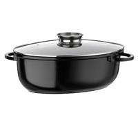 GSW Ceramica - Fuente Ovalada Grande con Tapa de Cristal, 38 centímetros