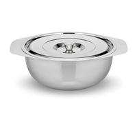 GSW - Cuenco profundo para servir y servir con tapa (diámetro 22 x altura 10,0 cm), diseño elegante y versátil para el transporte y almacenamiento de alimentos, acero inoxidable
