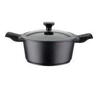 Gsw Easy Click Cazo De Aluminio Fundido 20 Cm 1,5 L Vitaflon Granit, Asas Extraíbles, Tapa De Vidrio Con Borde De Silicona, Apto Para Inducción Y Horno (sin Asas)