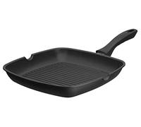 GSW Grillmeister 413251 Grillmeister - Sartén con 2 boquillas, con base de parrilla, aluminio, color negro - 28 x 28 cm