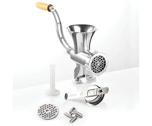 GSW Picadora de carne de aluminio número 8 588423 con punta de pastelería y maja plateada