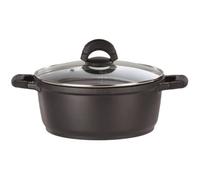 Gsw Silcoguss Cazo De 28 Cm De Aluminio Fundido Antiadherente Sin Ptfe, Apto Inducción, 7 L, Marcas Interiores, Asas Con Silicona, Tapa De Vidrio Con Salida De Vapor, 2 Piezas