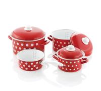 GSW Stahlwaren GmbH - Juego de Utensilios de Cocina esmaltados de 7 Piezas, Color Rojo, 30 x 30 x 30 cm