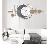 GSWBO Moderno Grande Reloj de Pared, 3D Diseño, Créatif Minimaliste Reloj Pared Decorativo, Silencioso, Sin Ruido de Tictac, 15,7 X 39,4 Inch (Gris y Blanco)