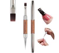 GSWOI Cepillo de uñas acrílico de gel francés 2 en 1, pinceles profesionales para puntas francesas, gel constructor y poligel, cepillo de limpieza y pelo de marta Kolinsky (cepillo plano grande)