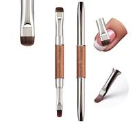 GSWOI Cepillo de uñas acrílico de gel francés 2 en 1, pinceles profesionales para puntas francesas, gel constructor y poligel, cepillo de limpieza y pelo de marta Kolinsky (cuadrado redondo + limpieza