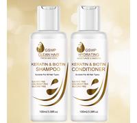 GSWP Set de 2 Champú y Acondicionador de Queratina y Biotina, Hidrata Cabello y Cuero Cabelludo, el Cabello, Limpia y Hidrata , Enriquecido con Colágeno y Aceite de Coco, un Duradero, y el Cabello