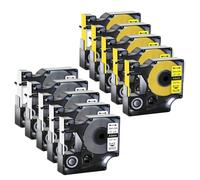 GSwReJ 10pk Etiquetas Blancas y Amarillas Mixtas compatibles para 18444 18432 9/12/19 mm para 5200 e impresoras similares