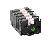 GSwReJ 3/5/10 Uds FA231 FA241 12mm 18mm Cintas de Tela para Planchar FA3 FA3R FA4 FA4R Compatible con Impresora de Etiquetas PTH110 para número de Pieza FA231 FA241(5PK Red on White)