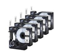 GSwReJ 5 Etiquetas de Poli de Paquete de 9/12 mm compatibles con Series Negras en Blanco para el etiquetado e identificación