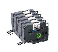 GSwReJ 5PK 231 Etiquetas compatibles con Suministros de Impresora para el número de Pieza Tze231 131 431 531 334 335 para Fabricante de Etiquetas PTH110 PT-D210(White on Black-5PK)