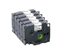 GSwReJ 5PK 231 Etiquetas compatibles con Suministros de Impresora para el número de Pieza Tze231 131 431 531 334 335 para Fabricante de Etiquetas PTH110 PT-D210(Black on Clear-5PK)