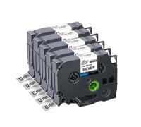 GSwReJ 5PK 231 Etiquetas compatibles con Suministros de Impresora para el número de Pieza Tze231 131 431 531 334 335 para Fabricante de Etiquetas PTH110 PT-D210(Black on Silver-5PK)