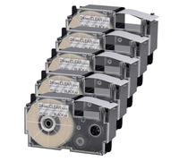 GSwReJ 5PK 24 mm x 8m Etiquetas estándar para AR-24x Negro Compatible en Transparente para CWL300 KL-7000 KL-8100 KL-430 Impresoras de Etiqueta