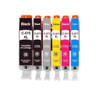 GSwReJ Cartucho de Tinta Compatible Conjunto de MG5750 MG5751 MG5752 MG6850 MG6851 MG6852 TS6050 TS5050 PGI570 CLI571 1/2/3 Pack(6Color 1set)
