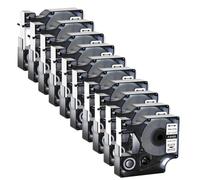 GSwReJ Cinta de Etiqueta de Nylon 10pk 12 mm Compatible con 18488 Negro sobre Blanco para 4200 5200 impresoras