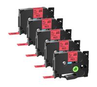 GSwReJ Cinta de Etiqueta laminada de 5pk Compatible con TZE-421 431 441 451 9 mm 12 mm 18 mm 24 mm Negro en el Cartucho Rojo Cassette con el Fabricante de Etiquetas PTD410
