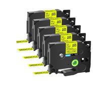 GSwReJ Cinta de Etiquetas 5PK 10PK 6mm 9mm 12mm Casete de Etiquetas laminada Compatible con Suministros de Impresora TZe-231 TZe-131 TZe-631(Fluo Black on Yellow)