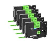 GSwReJ Cinta de Etiquetas 5PK 10PK 6mm 9mm 12mm Casete de Etiquetas laminada Compatible con Suministros de Impresora TZe-231 TZe-131 TZe-631(Fluo Black on Green)