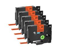 GSwReJ Cinta de Etiquetas 5PK 10PK 6mm 9mm 12mm Casete de Etiquetas laminada Compatible con Suministros de Impresora TZe-231 TZe-131 TZe-631(Fluo Black on Orange)