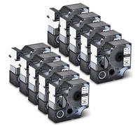 GSwReJ Etiquetas compatibles 19 mm para 4200 5200 10pk Negro sobre poliéster Permanente Blanco 18484