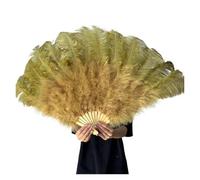 GSXLZ Abanico Plumas Abanico de plumas rojas de 100x60CM, 13 huesos, abanicos de mano plegables for boda, accesorios for actuación en escenario DIY(Olive green,100CM Right 2PCS)
