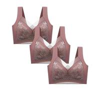 GSXLZ Brasieres De Mujer 3 Sujetadores Push up de Encaje for Mujer, Sujetador inalámbrico de Seda Helada con Escote en V Profundo, lencería Femenina, Ropa Interior for mamá, Tallas L-5XL(Mixed10,XL)