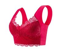 GSXLZ Brasieres De Mujer Sujetadores for Mujer, Ropa Interior, Tallas Grandes, Sujetador sin Aros, Bralette Push up de Encaje con Relleno, Tallas M-5XL(5XL,Red)