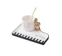GSXLZ Tazas Te Cafe Juego de taza de café y plato de cerámica creativa, juego de taza y té con marca de oficina(White)