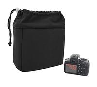 Gsycle Bolsa de inserción para Lente de cámara DSLR, Bolsa de Lente con Forro Universal, Cubierta Protectora de partición, Funda Acolchada a Prueba de Golpes con cordón para cámaras sin (Negra)