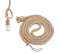 Gsycle Cable De Luz Colgante De Cuerda De Cáñamo, 300 Cm E27 Cable De Luz Colgante Vintage Lu De Techo Colgant Luces De Bricolaje Kit De Iluminación De Bricolaje Lampara Cuerda Para Lámpara Colgant